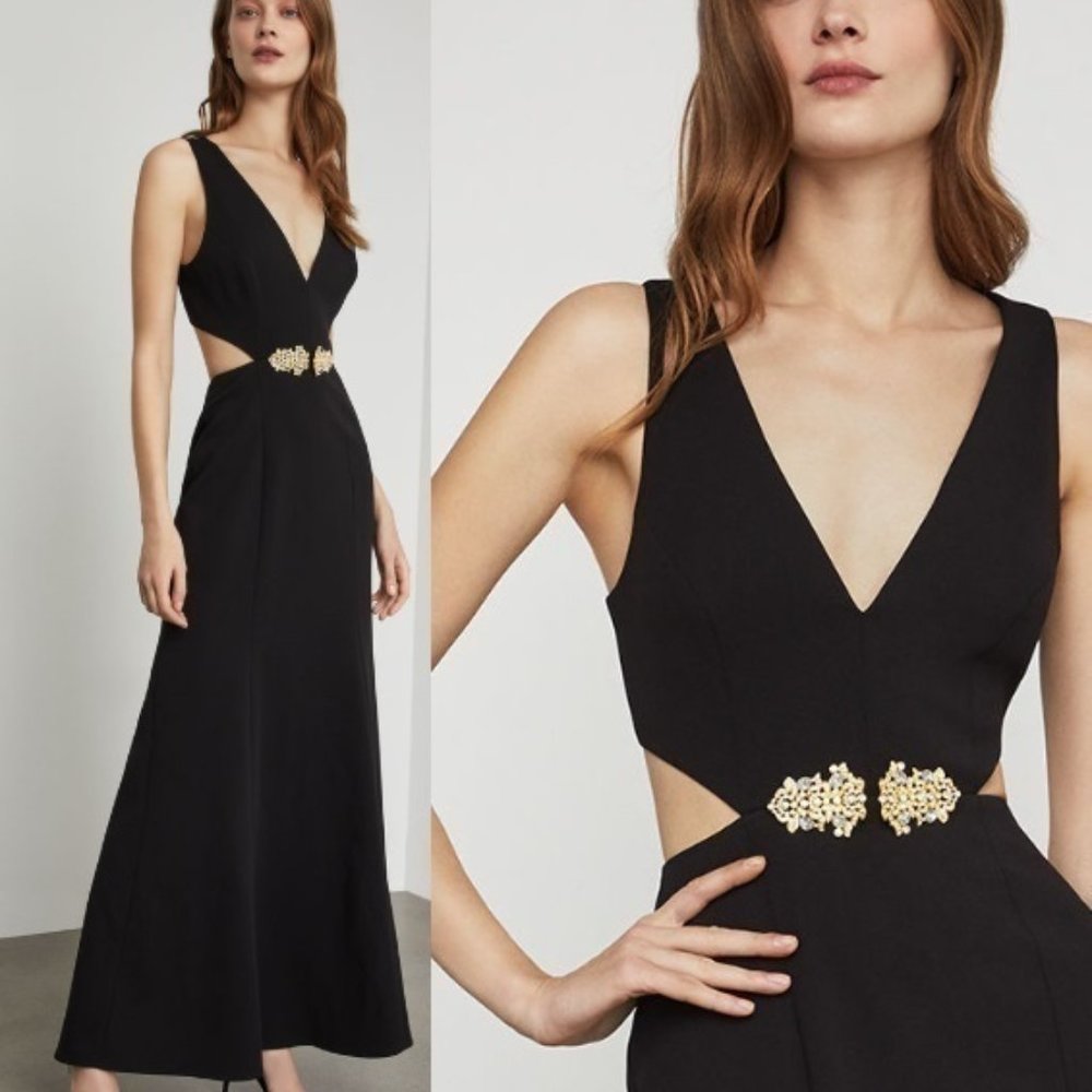 NWT BCBGMAXAZRIA  Brooch-Trimmed Cutout Gown